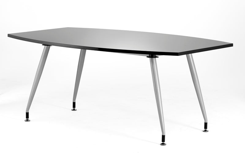 1800mm Wide High Gloss Boardroom Table with Silver Legs - Black or White Option